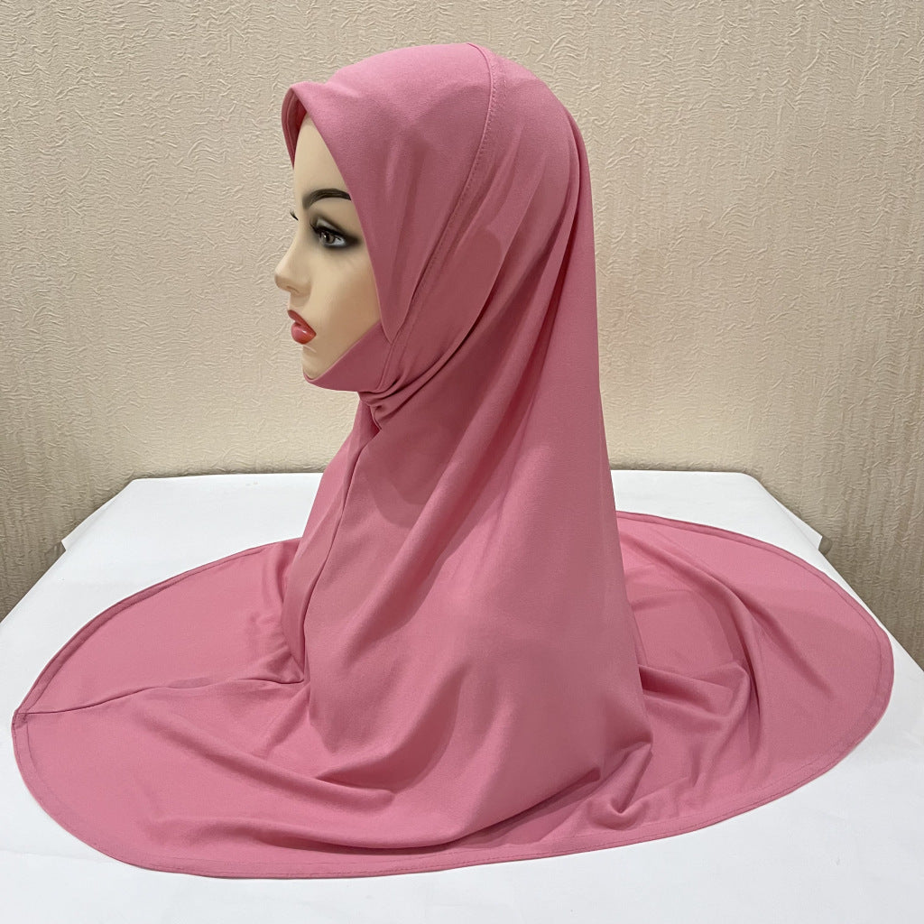 Gentle Thin Face Solid Color Turban Hat Malay Gauze Scarf