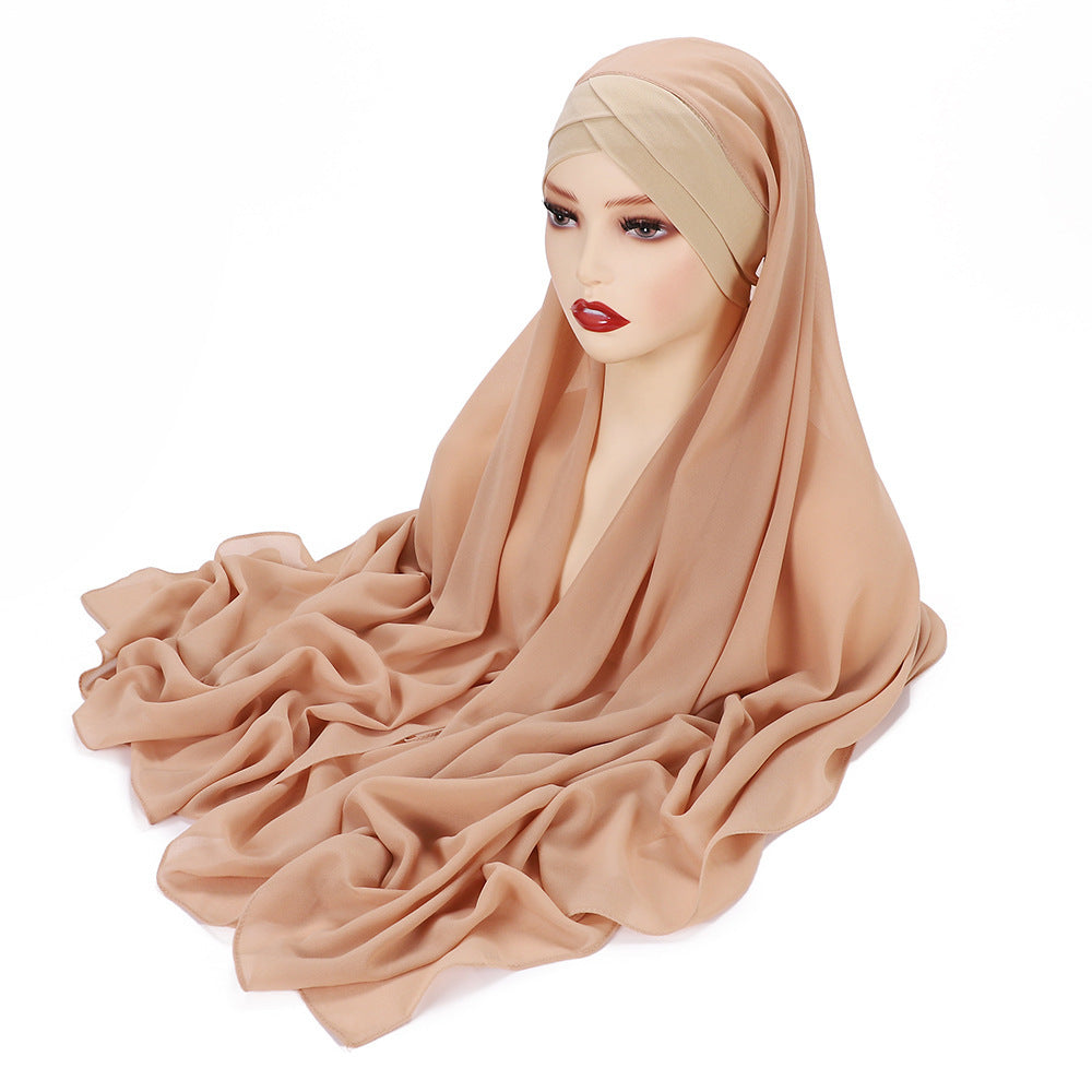 New Convenient Closed-toe Scarf Four Seasons Universal Plain Chiffon -   - anassiri.com