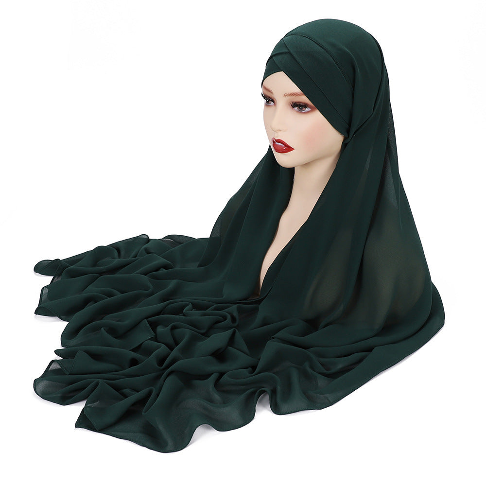 New Convenient Closed-toe Scarf Four Seasons Universal Plain Chiffon -   - anassiri.com