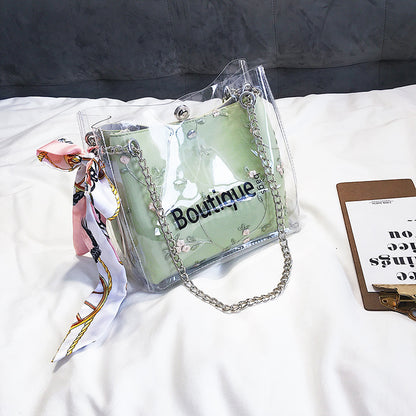 Fashion Transparent Chain Jelly Bag Women