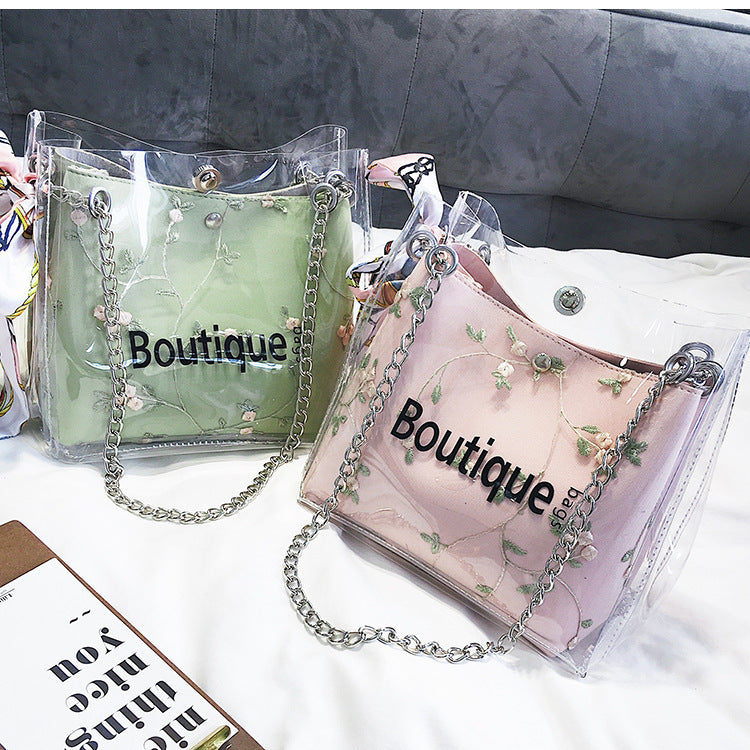 Fashion Transparent Chain Jelly Bag Women