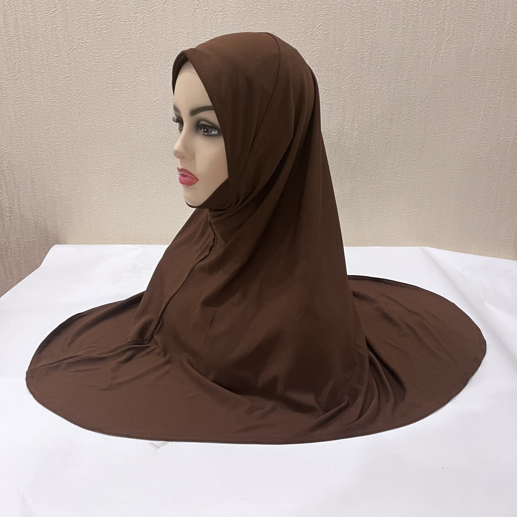 Gentle Thin Face Solid Color Turban Hat Malay Gauze Scarf