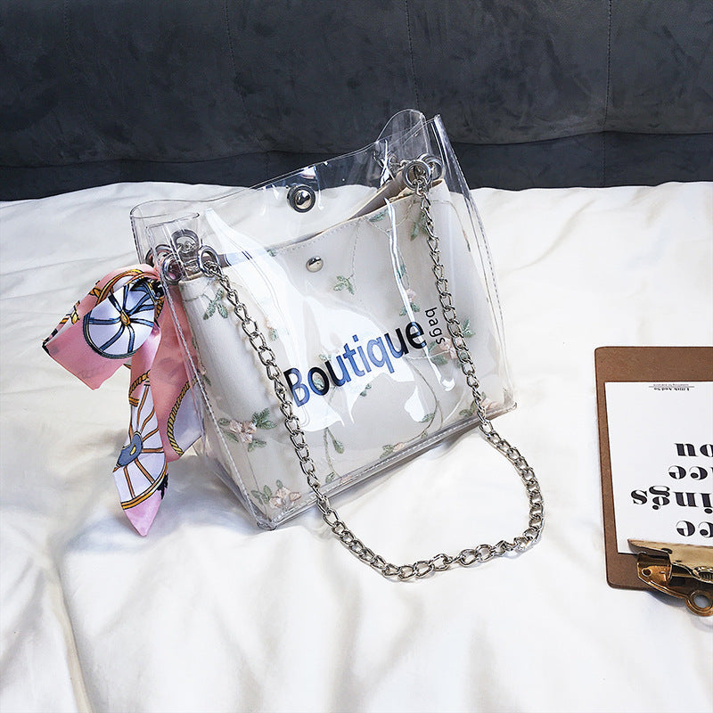 Fashion Transparent Chain Jelly Bag Women