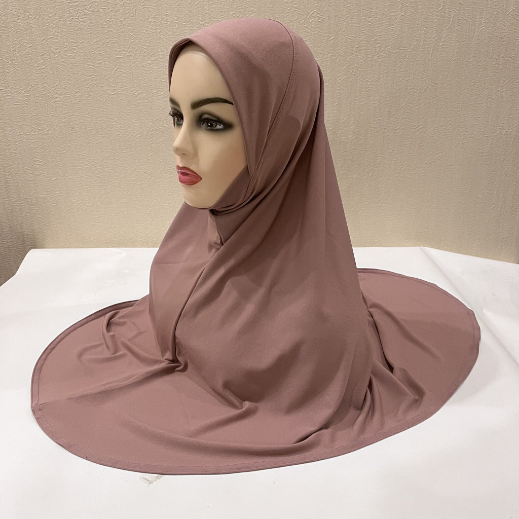 Gentle Thin Face Solid Color Turban Hat Malay Gauze Scarf