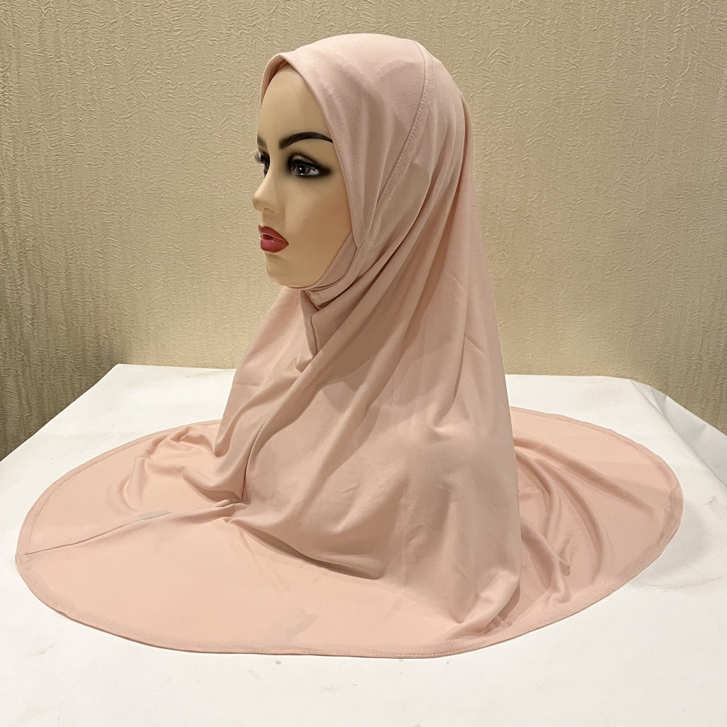 Gentle Thin Face Solid Color Turban Hat Malay Gauze Scarf