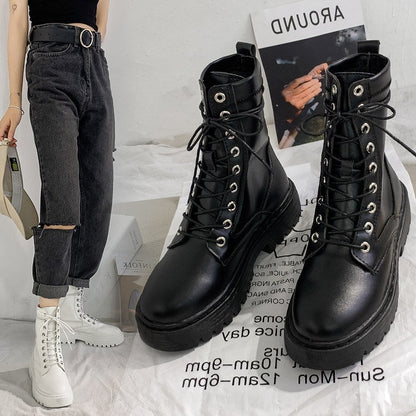 All-match casual thick-soled mid-tube short boots