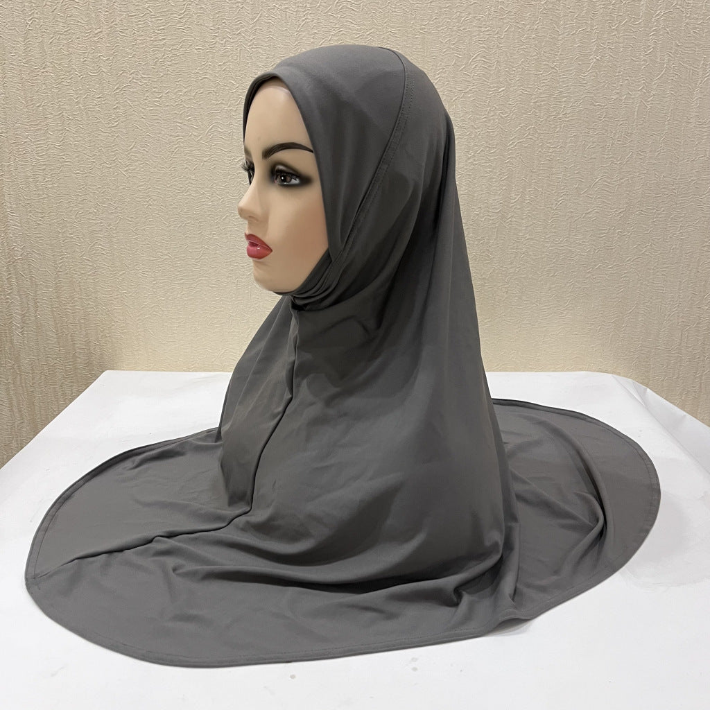 Gentle Thin Face Solid Color Turban Hat Malay Gauze Scarf