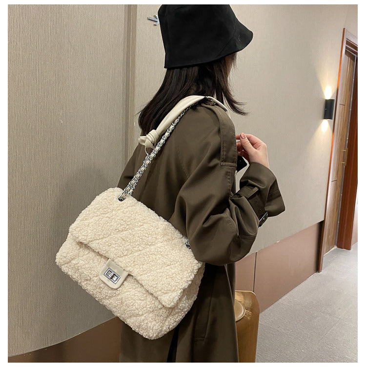 Large Capacity Lamb Hair Bag Women Messenger Bag