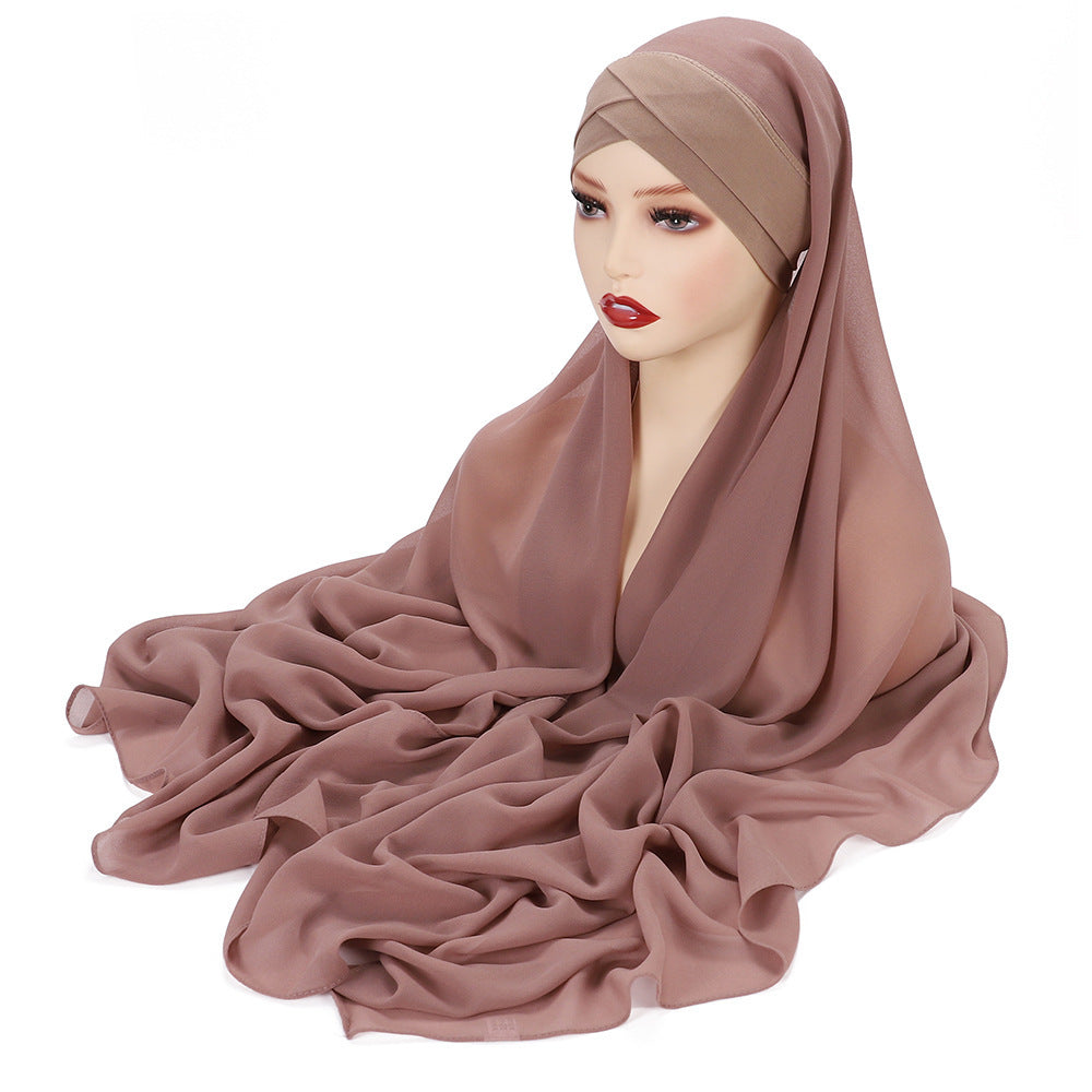 New Convenient Closed-toe Scarf Four Seasons Universal Plain Chiffon -   - anassiri.com