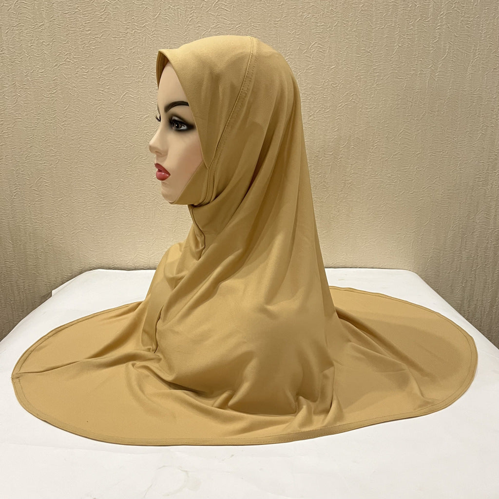 Gentle Thin Face Solid Color Turban Hat Malay Gauze Scarf