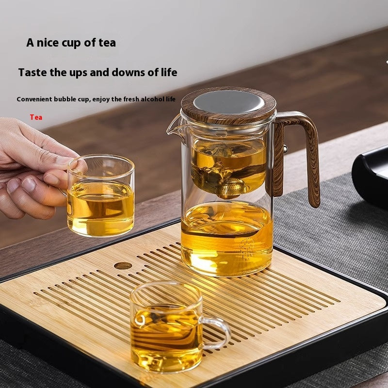 One Click Magnetic Teapot Separation Filtration Glass Tea Pot Wood Handle Tea Water Separation Inner Container Teapot -   - anassiri.com