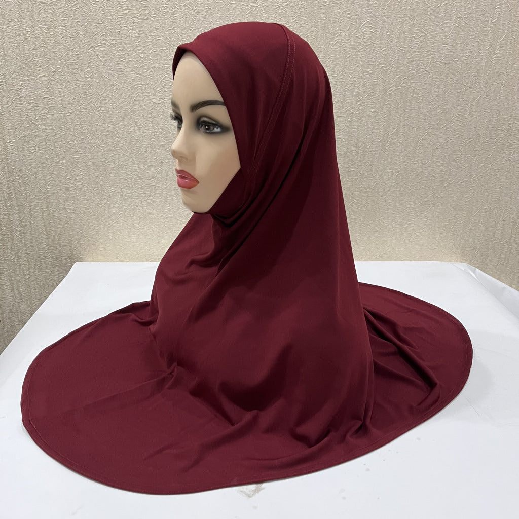 Gentle Thin Face Solid Color Turban Hat Malay Gauze Scarf