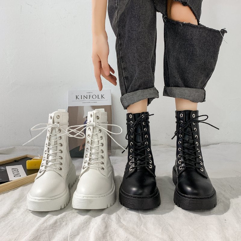 All-match casual thick-soled mid-tube short boots