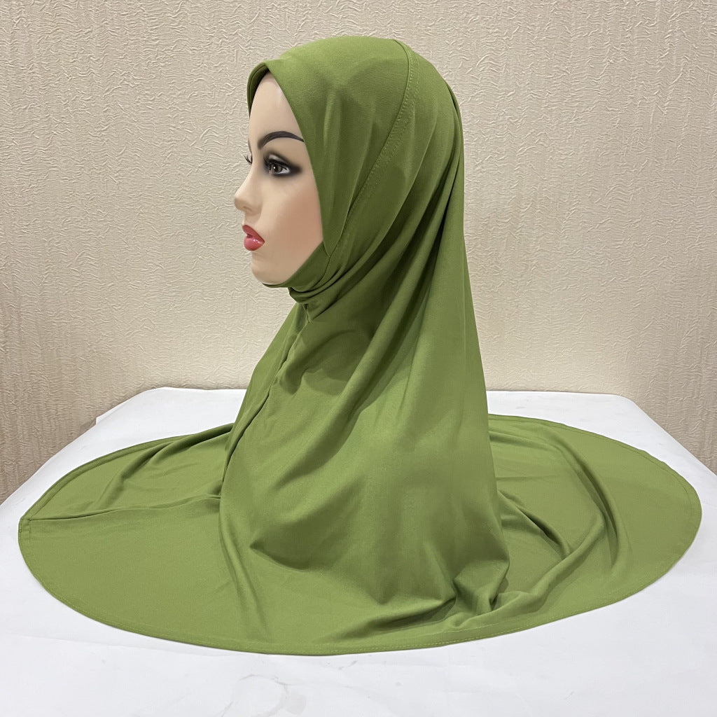 Gentle Thin Face Solid Color Turban Hat Malay Gauze Scarf