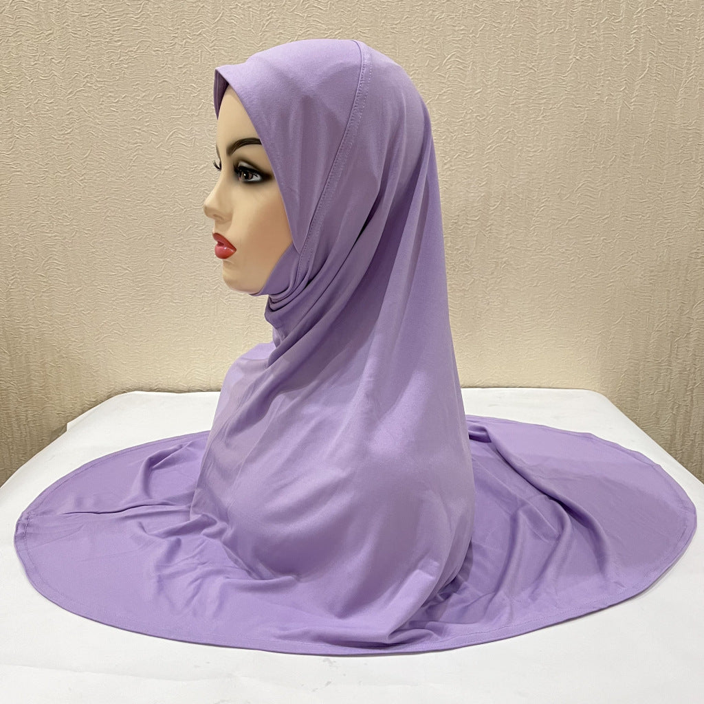 Gentle Thin Face Solid Color Turban Hat Malay Gauze Scarf