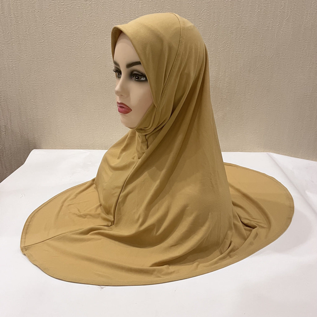 Gentle Thin Face Solid Color Turban Hat Malay Gauze Scarf