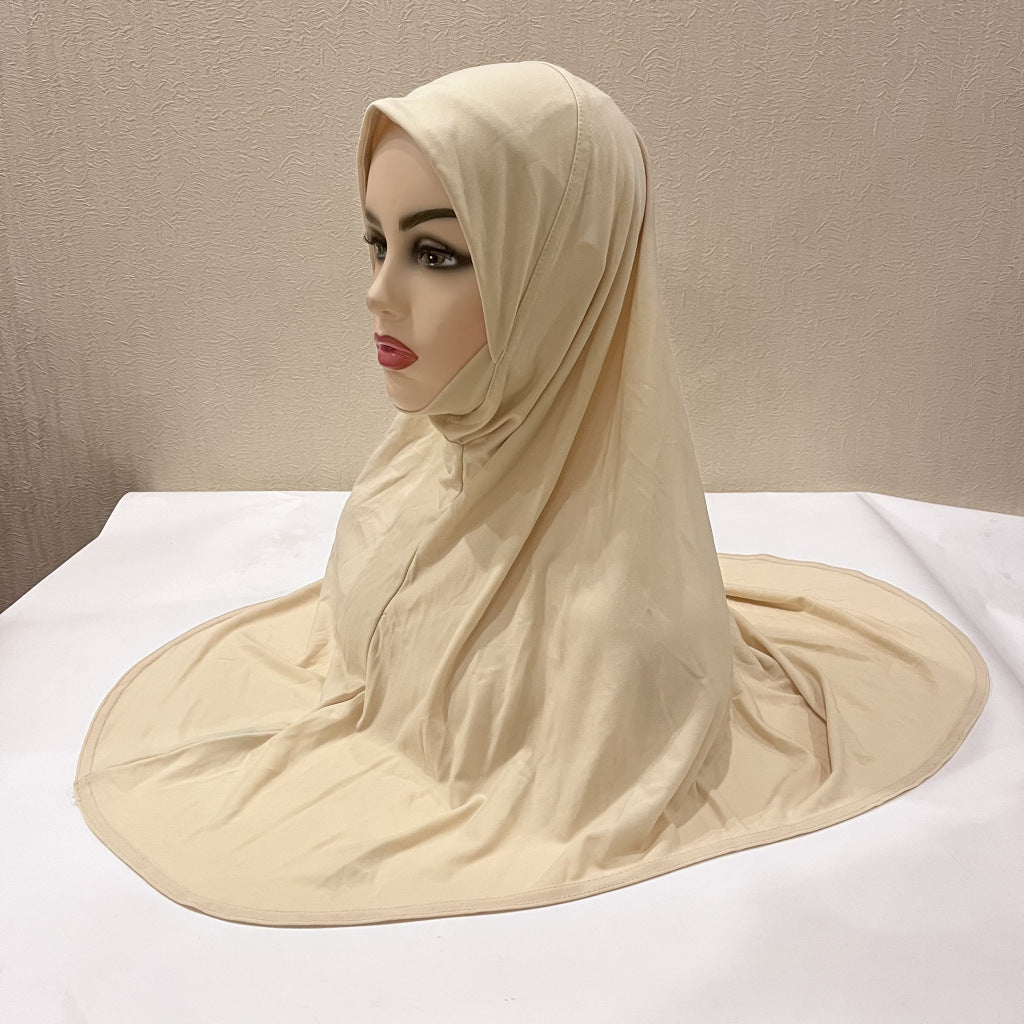 Gentle Thin Face Solid Color Turban Hat Malay Gauze Scarf