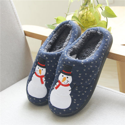 New Winter Christmas Snowman Couple Cotton Slippers Knitted