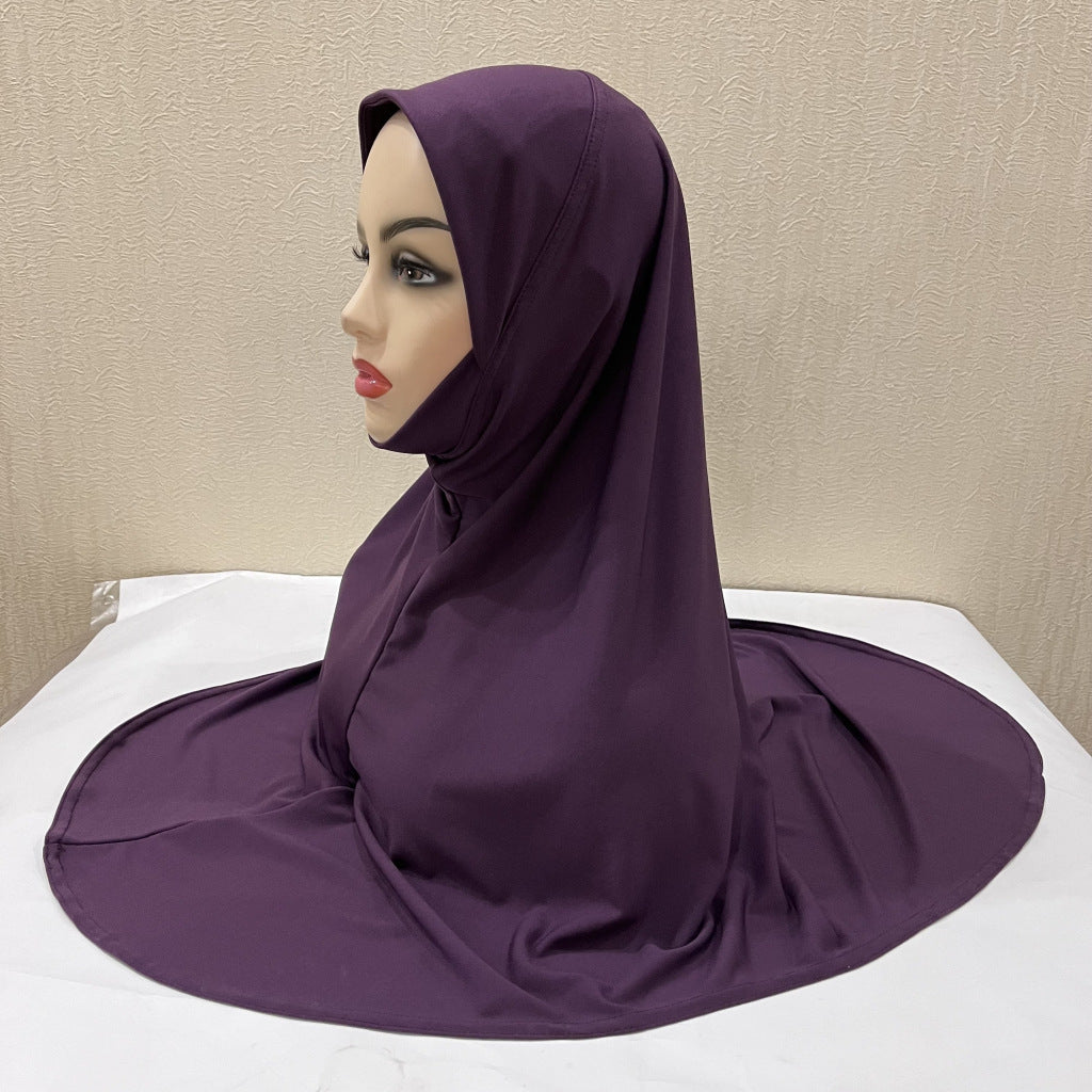 Gentle Thin Face Solid Color Turban Hat Malay Gauze Scarf