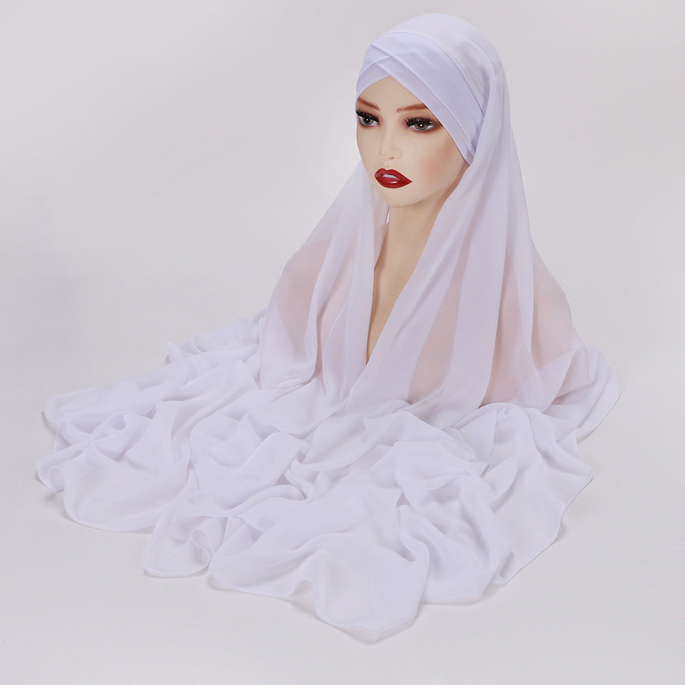 New Convenient Closed-toe Scarf Four Seasons Universal Plain Chiffon -   - anassiri.com