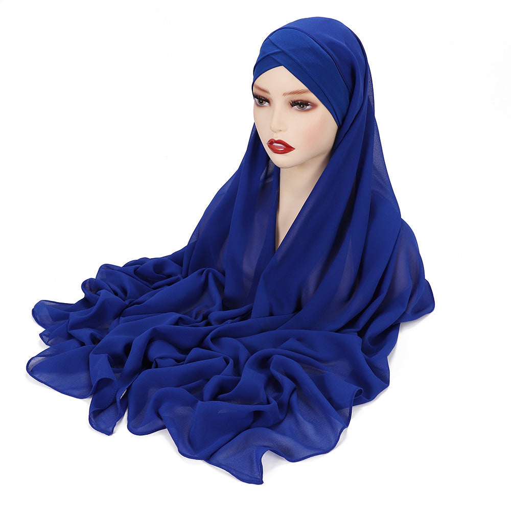 New Convenient Closed-toe Scarf Four Seasons Universal Plain Chiffon -   - anassiri.com