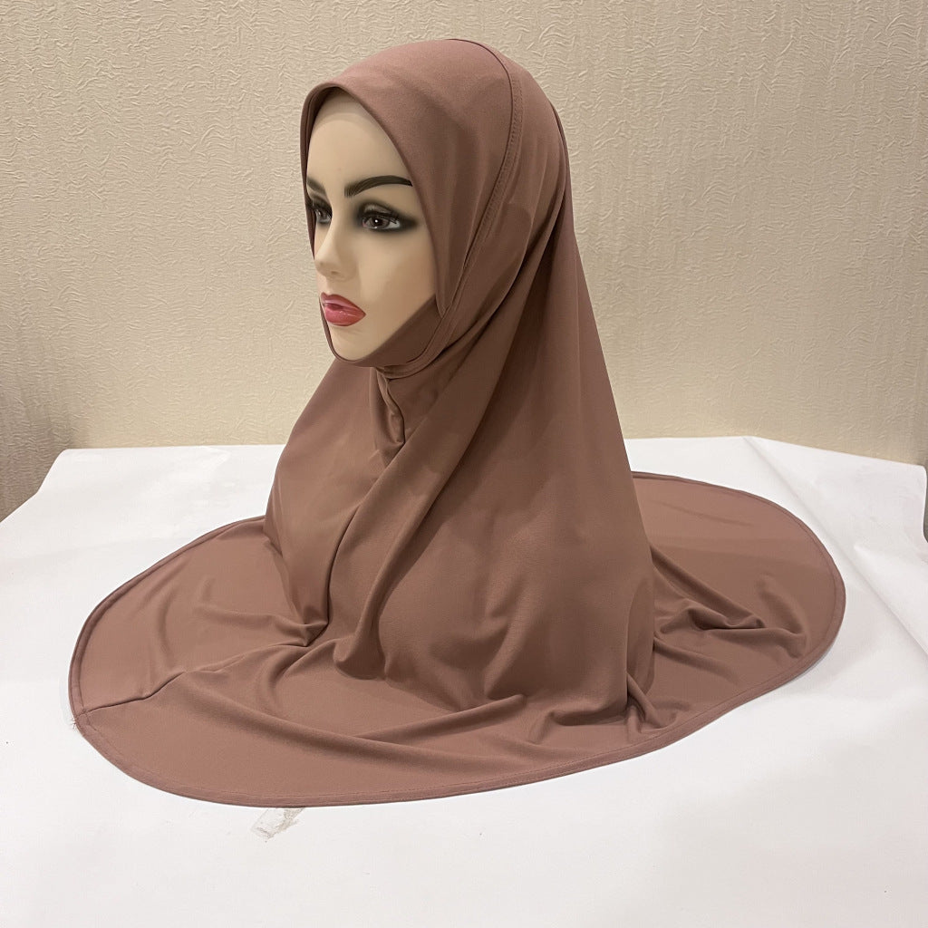 Gentle Thin Face Solid Color Turban Hat Malay Gauze Scarf