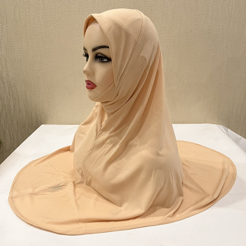 Gentle Thin Face Solid Color Turban Hat Malay Gauze Scarf