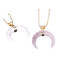 Crystal Semi-precious Stone Moon Pendant Necklace -   - anassiri.com