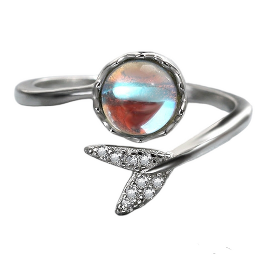 Ins Irregular Moonstone Advanced Design Adjustable Ring