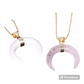 Crystal Semi-precious Stone Moon Pendant Necklace -   - anassiri.com