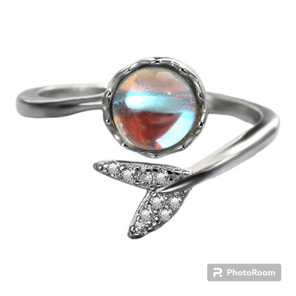 Ins Irregular Moonstone Advanced Design Adjustable Ring