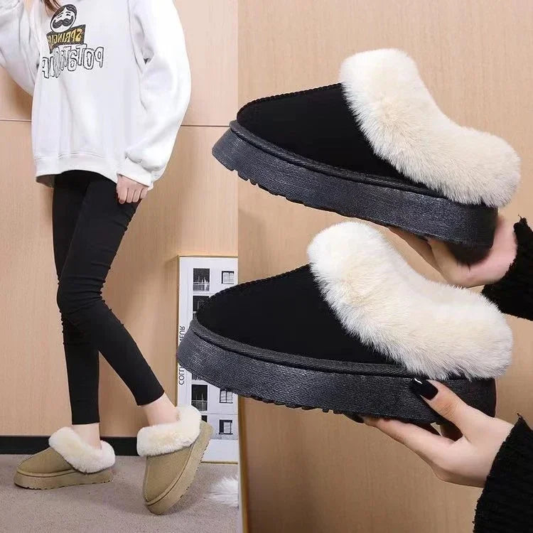 Sheepskin Fur Slippers Fashion Female Winter Women Warm Indoor Slippers Top Quality Soft Wool Lady Home Shoes