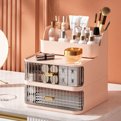 Luxury Makeup Organizer Cosmetic Storage Box Drawer Type Lipstick Skincare Makeup Brush Holder Desktop Make Up Container