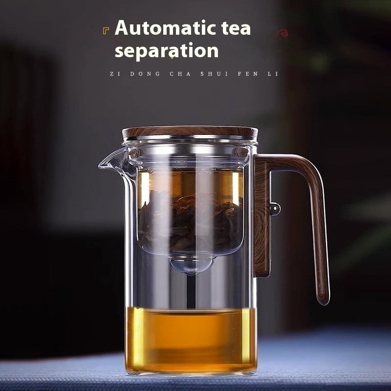 One Click Magnetic Teapot Separation Filtration Glass Tea Pot Wood Handle Tea Water Separation Inner Container Teapot -   - anassiri.com