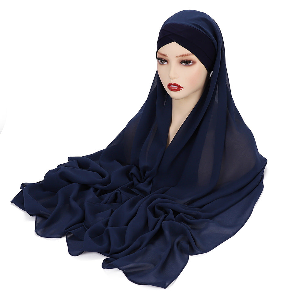 New Convenient Closed-toe Scarf Four Seasons Universal Plain Chiffon -   - anassiri.com