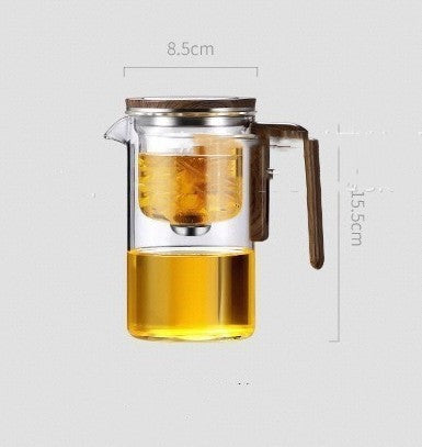 One Click Magnetic Teapot Separation Filtration Glass Tea Pot Wood Handle Tea Water Separation Inner Container Teapot -   - anassiri.com