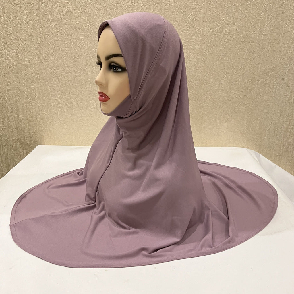 Gentle Thin Face Solid Color Turban Hat Malay Gauze Scarf