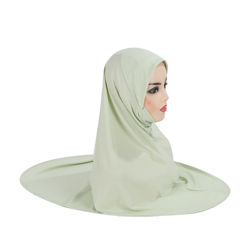 Gentle Thin Face Solid Color Turban Hat Malay Gauze Scarf