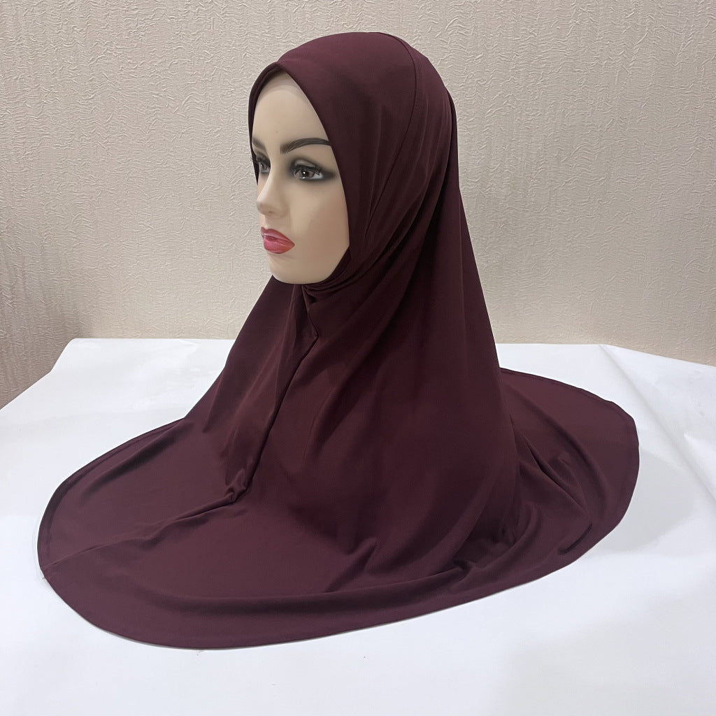 Gentle Thin Face Solid Color Turban Hat Malay Gauze Scarf