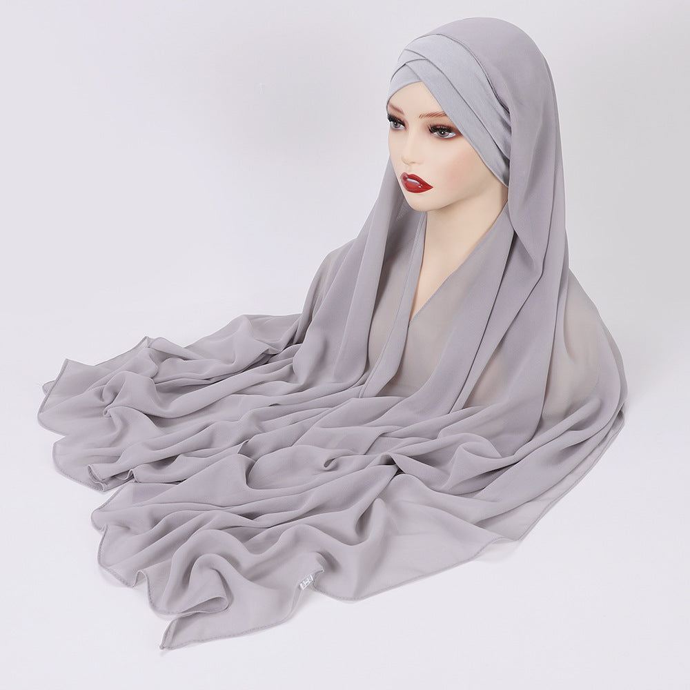 New Convenient Closed-toe Scarf Four Seasons Universal Plain Chiffon -   - anassiri.com