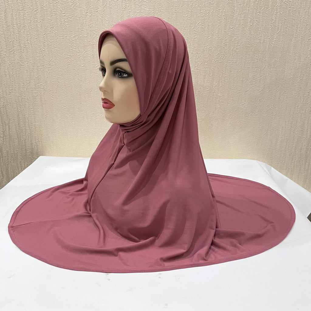 Gentle Thin Face Solid Color Turban Hat Malay Gauze Scarf