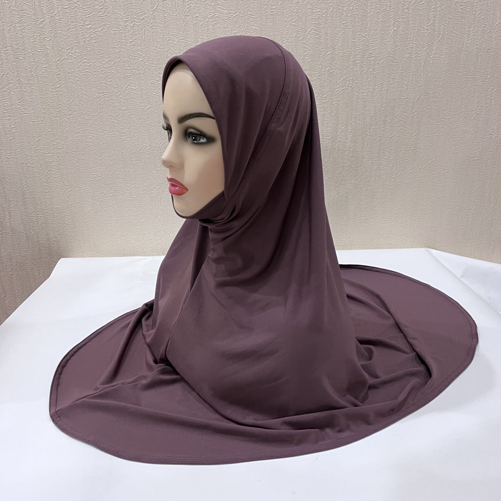 Gentle Thin Face Solid Color Turban Hat Malay Gauze Scarf