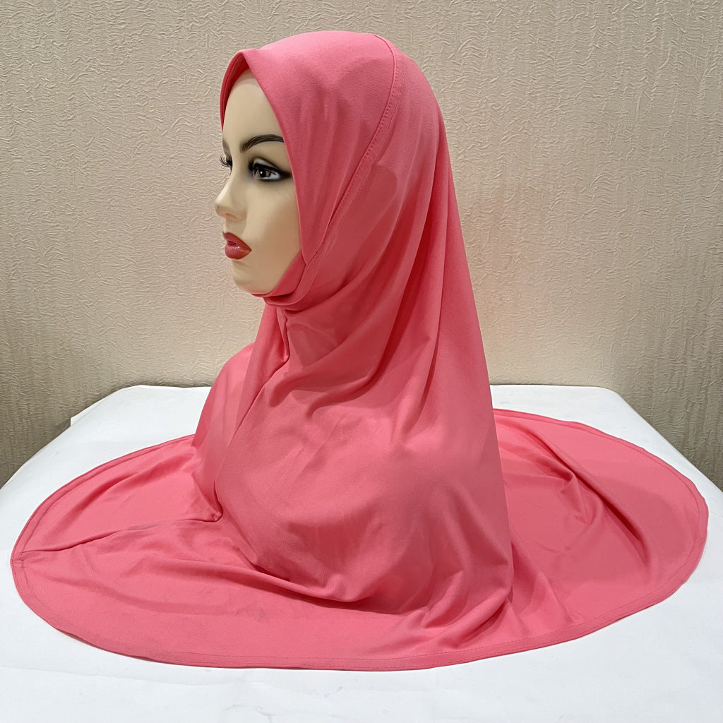 Gentle Thin Face Solid Color Turban Hat Malay Gauze Scarf