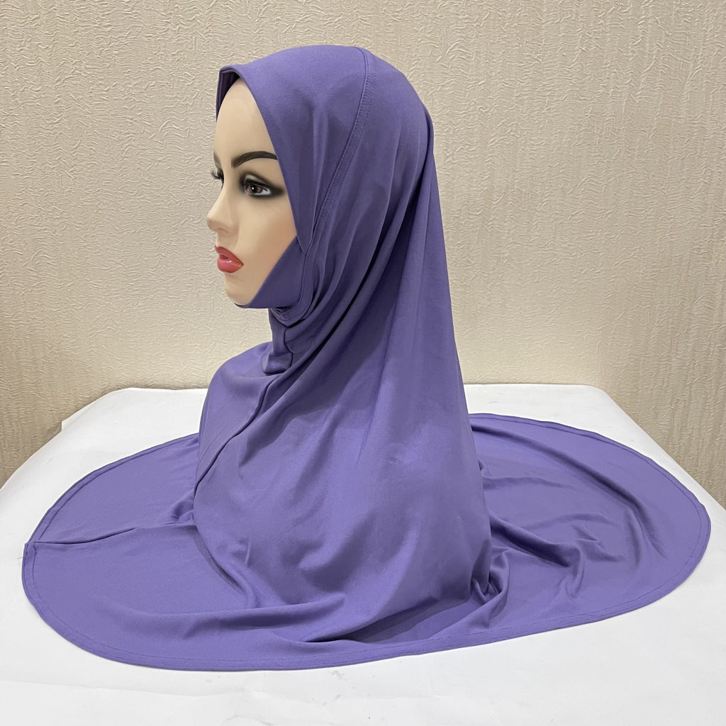 Gentle Thin Face Solid Color Turban Hat Malay Gauze Scarf