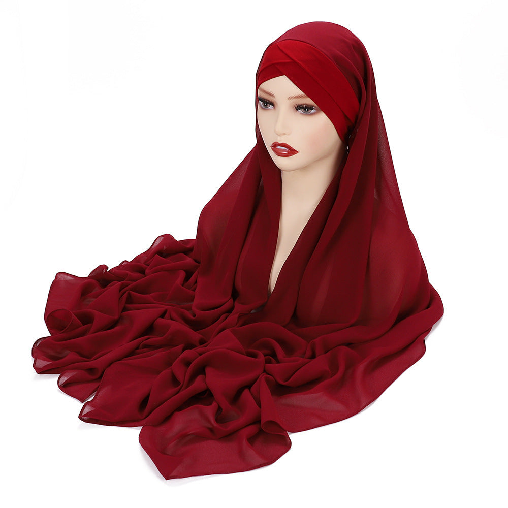 New Convenient Closed-toe Scarf Four Seasons Universal Plain Chiffon -   - anassiri.com