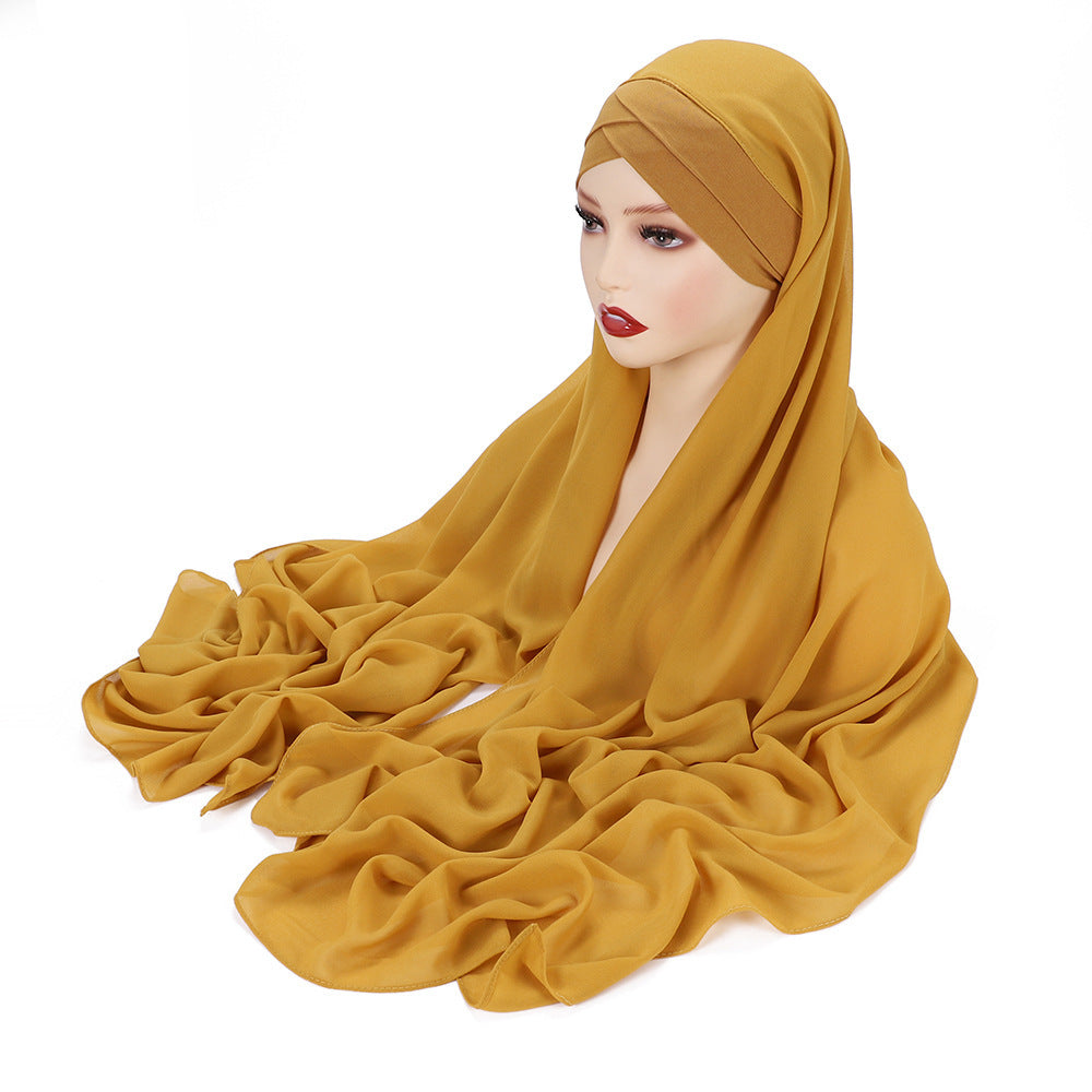 New Convenient Closed-toe Scarf Four Seasons Universal Plain Chiffon -   - anassiri.com