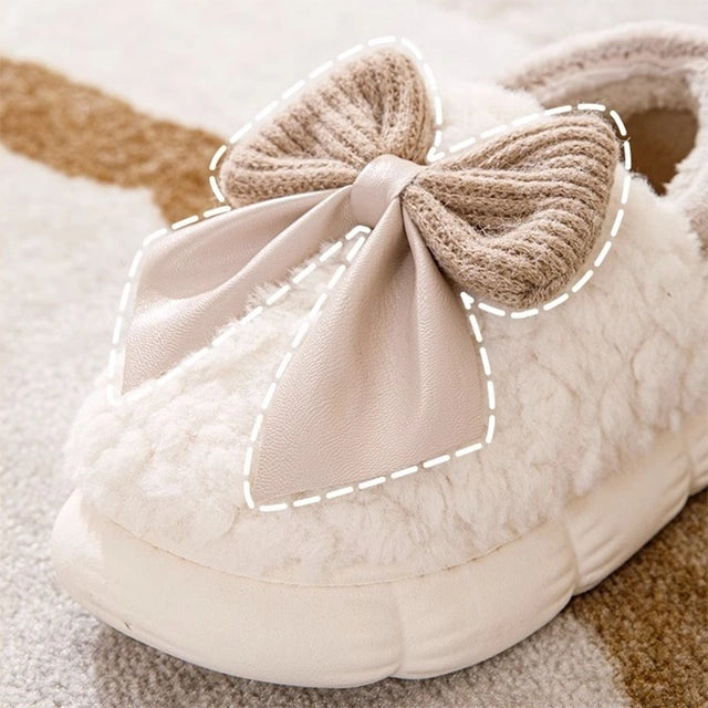 Big Bow Warm Fluffy Slippers