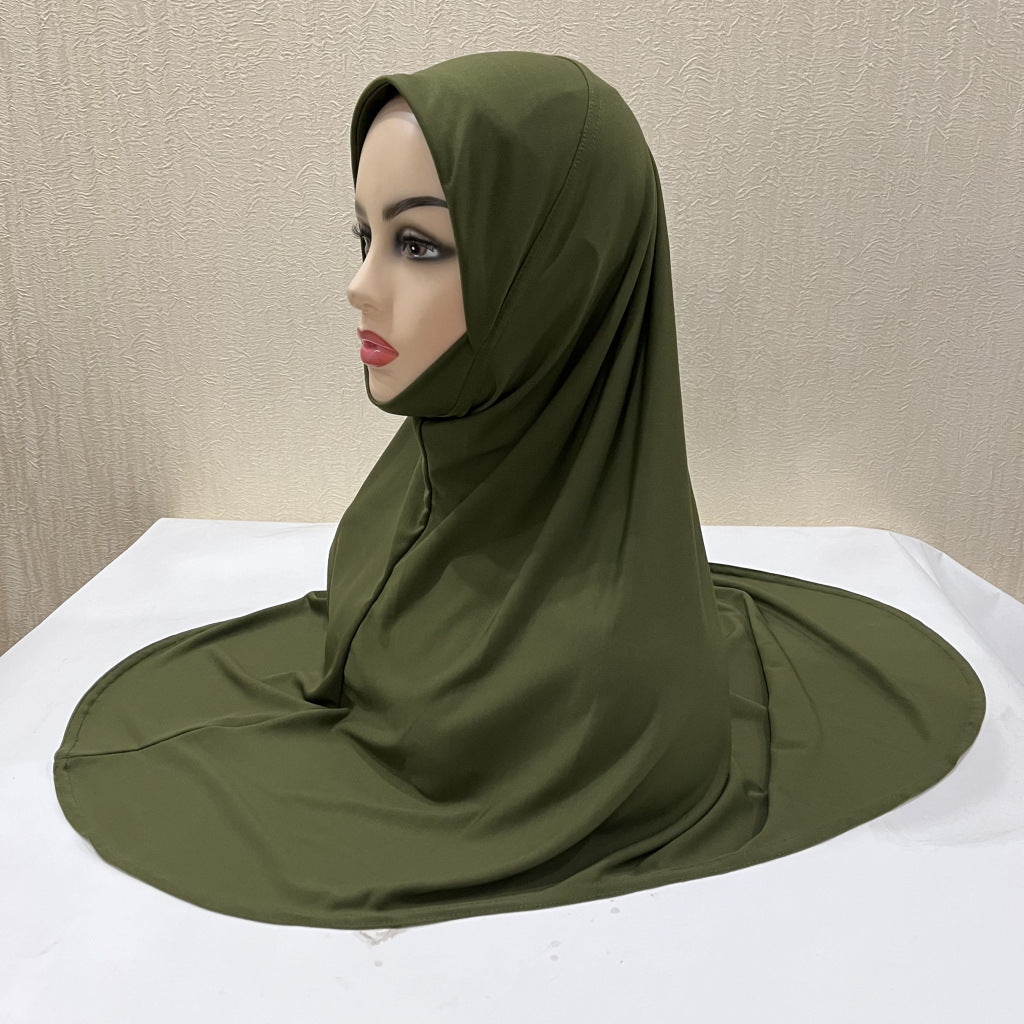 Gentle Thin Face Solid Color Turban Hat Malay Gauze Scarf