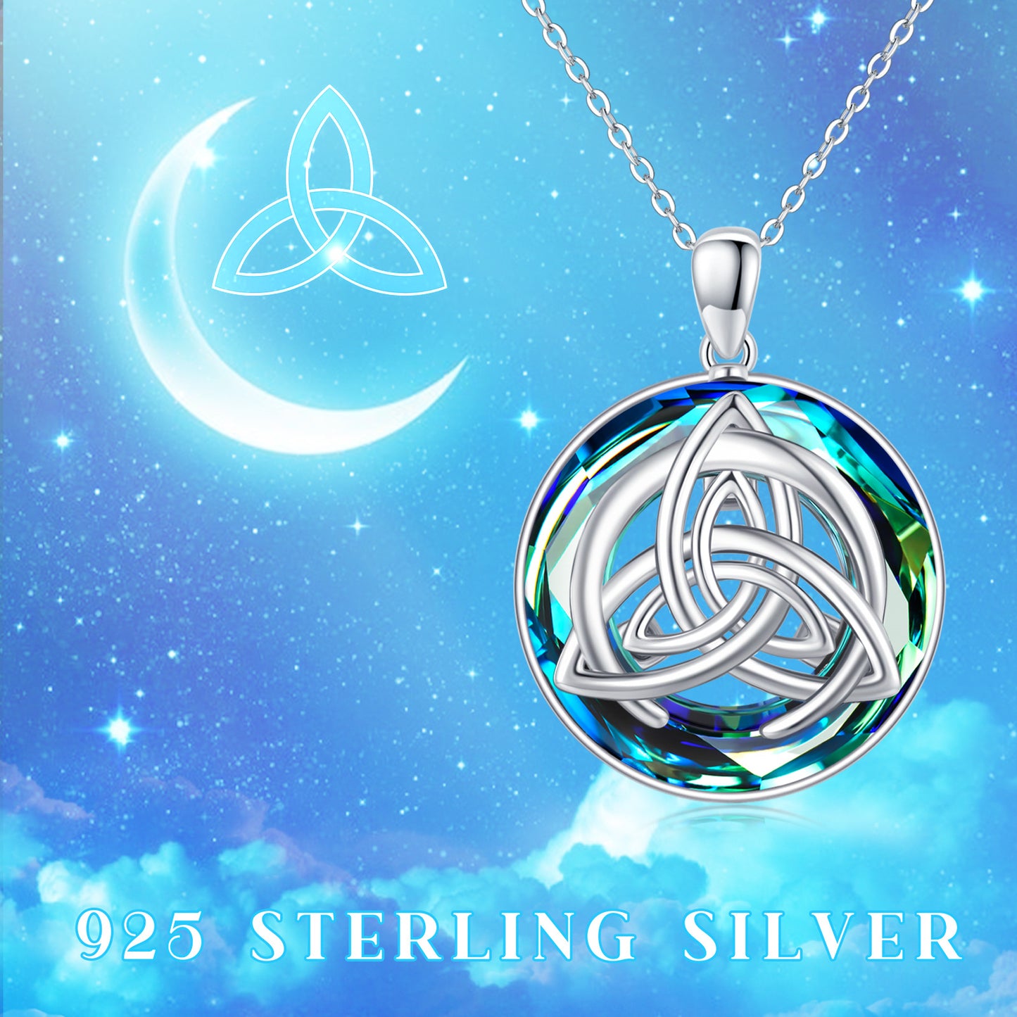 Crystal Celtic Pendant Necklace in 925 ........