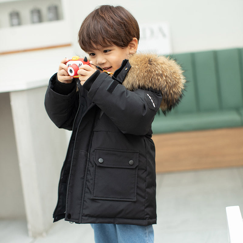 Boys' Mid-length Thickened White Duck Down Jacket -  Children's jacket - anassiri.com